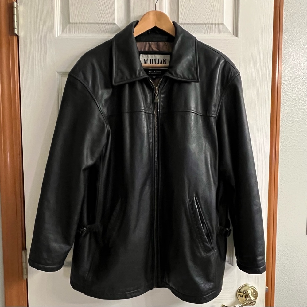 Wilsons Leather Men's Black Jacket M. Julian Zipper Medium Bomber Jacket